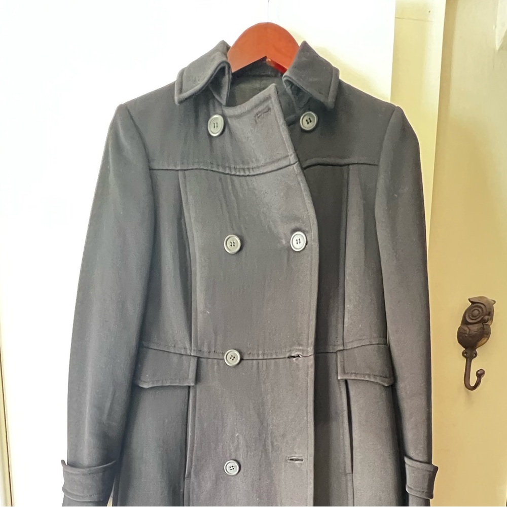J Crew women’s long car coat / black / size 2